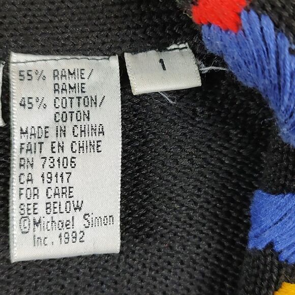 Michael Simon Embroidered Collared Cardigan with Tassels 1992 Vintage - Picture 3 of 13
